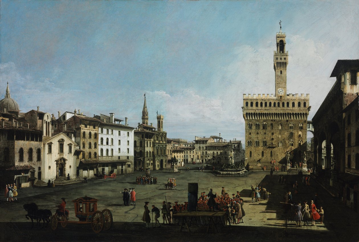 A Piazza della Signoria Firenzében, 1742 alkotó: Bernardo Bellotto