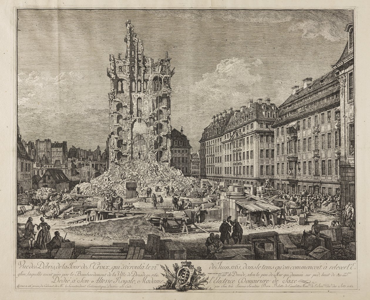 A régi Kreuzkirche romjai, Drezda alkotó: Bernardo Bellotto