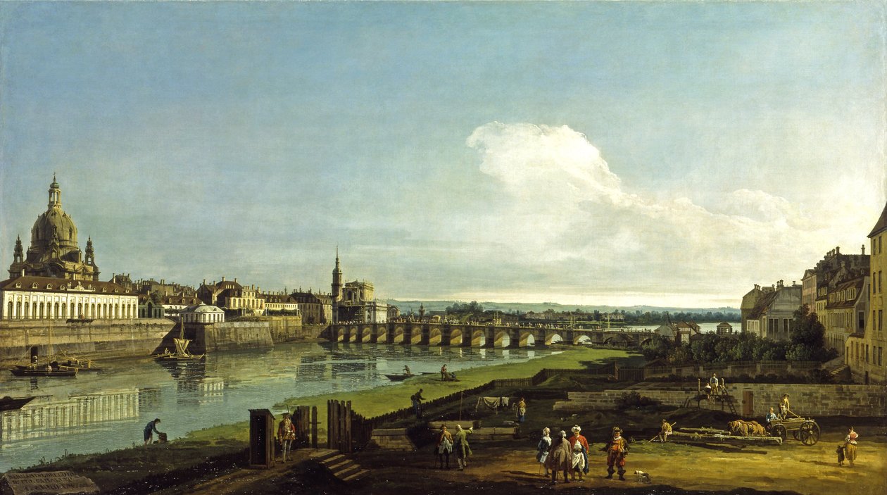 Drezda látképe a Frauenkirchével balra alkotó: Bernardo Bellotto