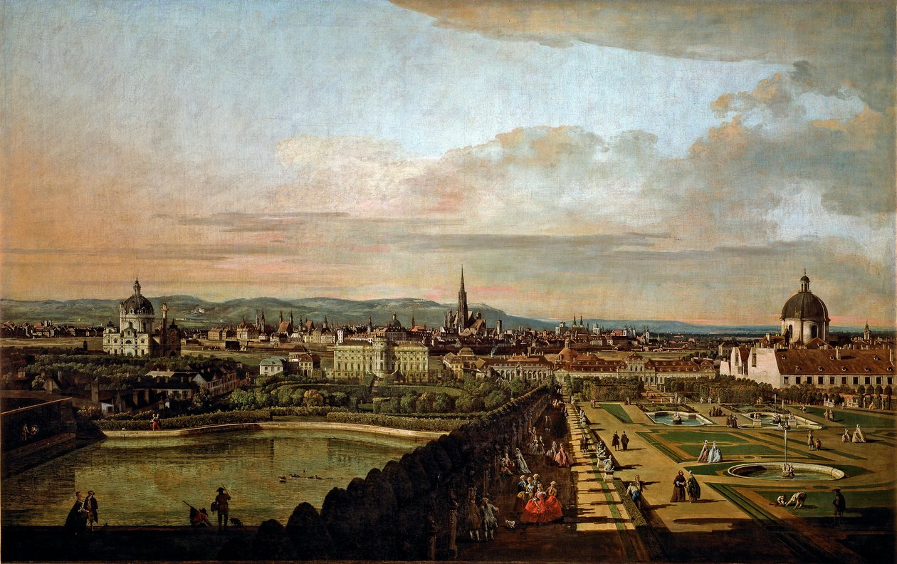 Bécs látképe a Belvedere-festményről Bernardo Bellotto (1720-1780) 1758-1761 V. 136x214 cm Bécs, Kunsthistorisches Museum alkotó: Bernardo Bellotto