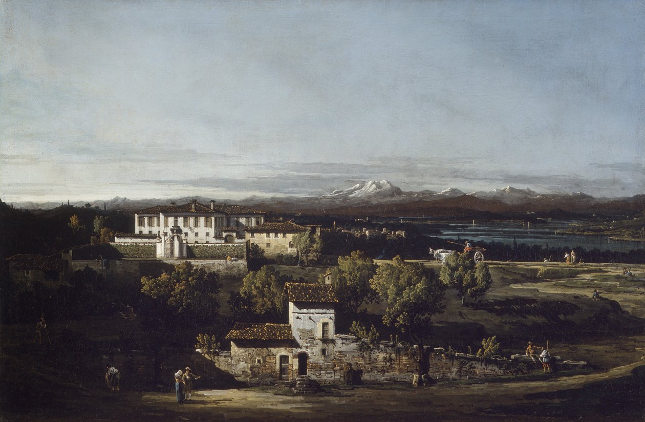 Kilátás a Villa Perabò-ra, később Melzire, Gazzadában alkotó: Bernardo Bellotto