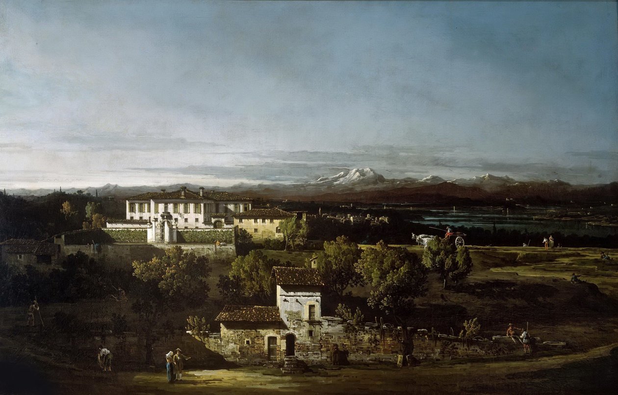 A Villa Perabò, később Melzi kilátása Gazzadában, 1744. alkotó: Bernardo Bellotto