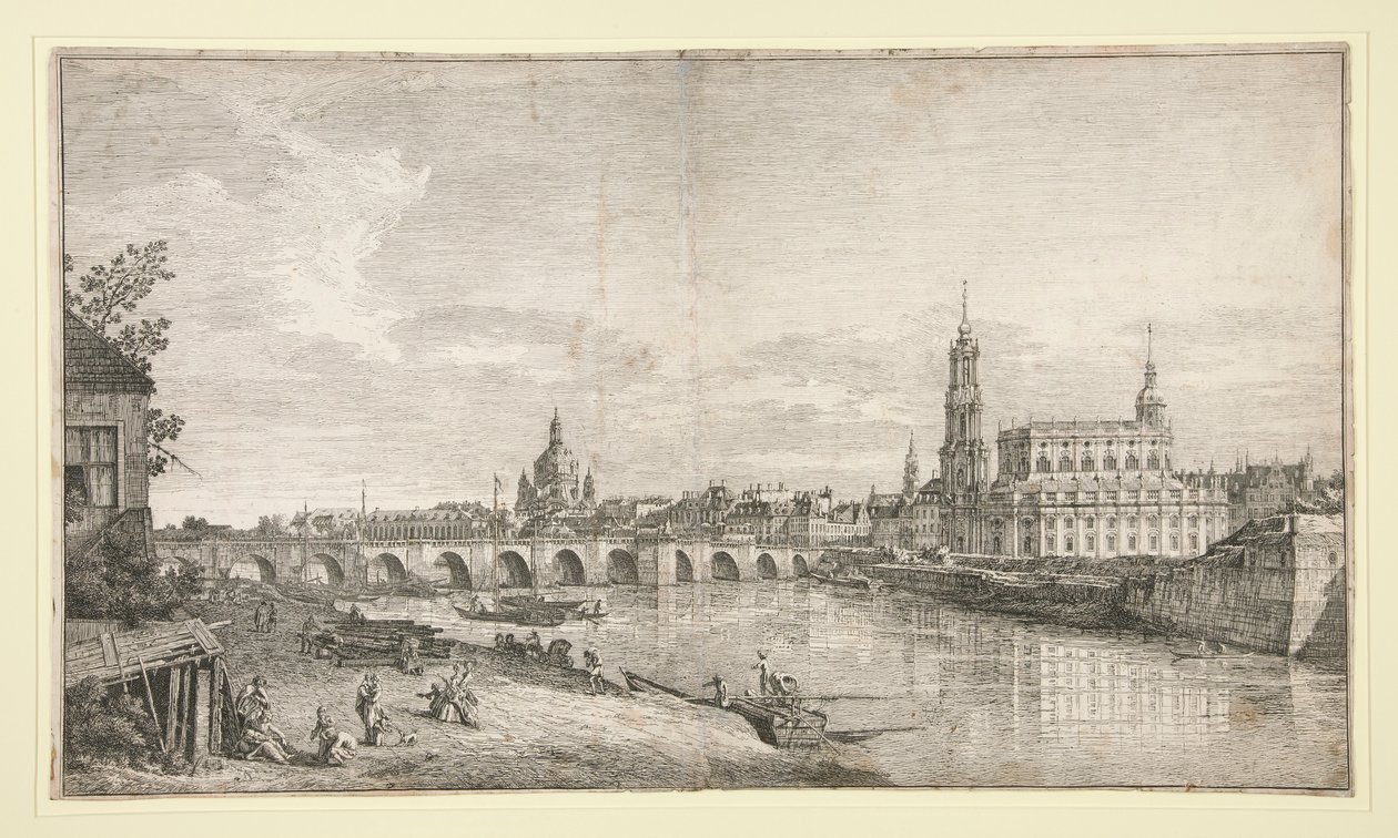 Kilátás a hídra Drezdában az Elba felett alkotó: Bernardo Bellotto