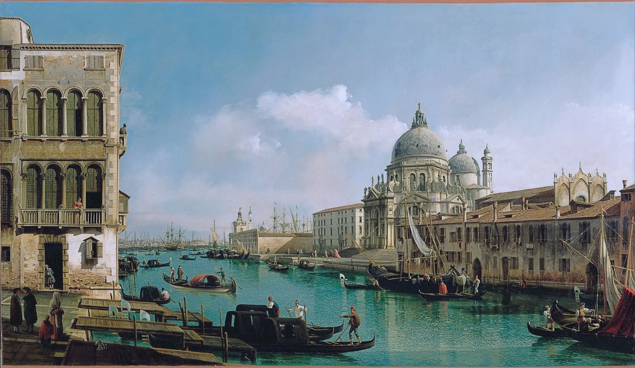 Kilátás a Grand Canalra: Santa Maria della Salute és a Dogana a Campo Santa Maria Zobenigo-ról: Santa Maria della Salute és a Dogana a Campo Santa Maria Zobenigo-ról alkotó: Bernardo Bellotto