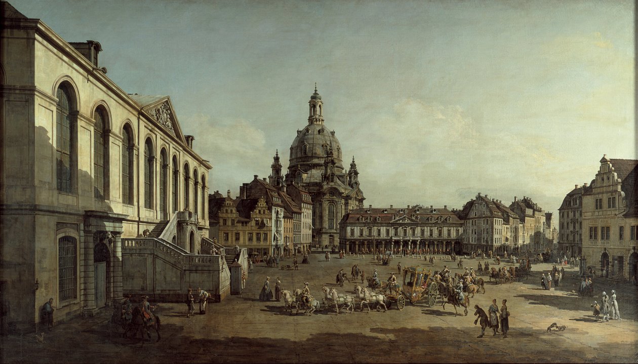Kilátás a drezdai Neumarktra a Jüdenhofe felől, 1749 alkotó: Bernardo Bellotto