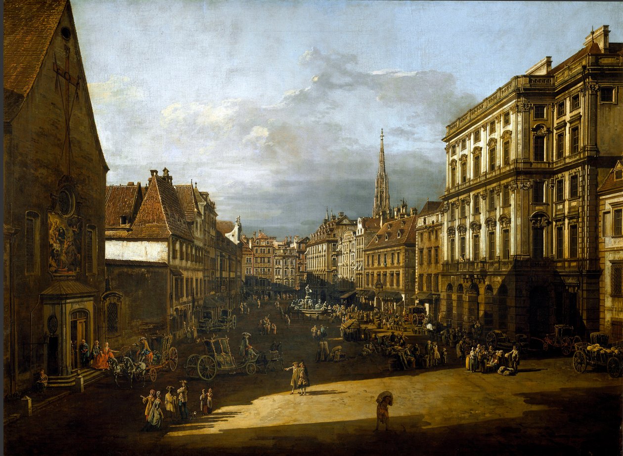 Kilátás a bécsi lisztpiacra Bernardo Bellotto (1720-1780) festménye 1760 V. 116x155 cm Bécs, Kunsthistorisches Museum alkotó: Bernardo Bellotto