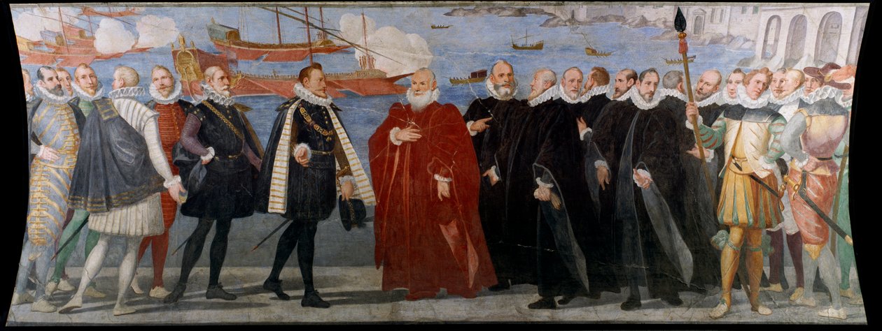 Giacomo Durazzo Grimaldi dózse fogadja az osztrák Juant Genes kikötőjében (freskó alkotó: Bernardo Castello
