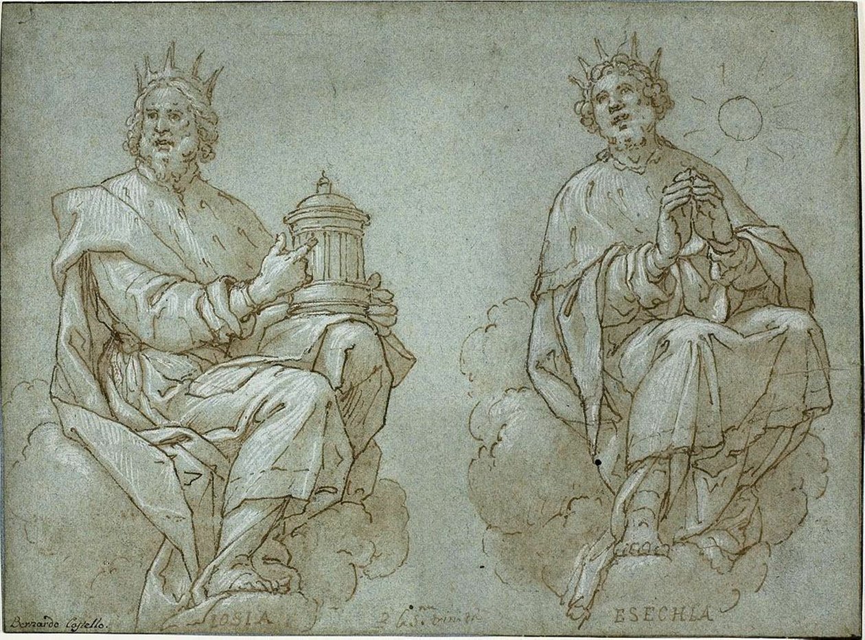 Júda két ülő királya; Jósiás és Ezékiás alkotó: Bernardo Castello