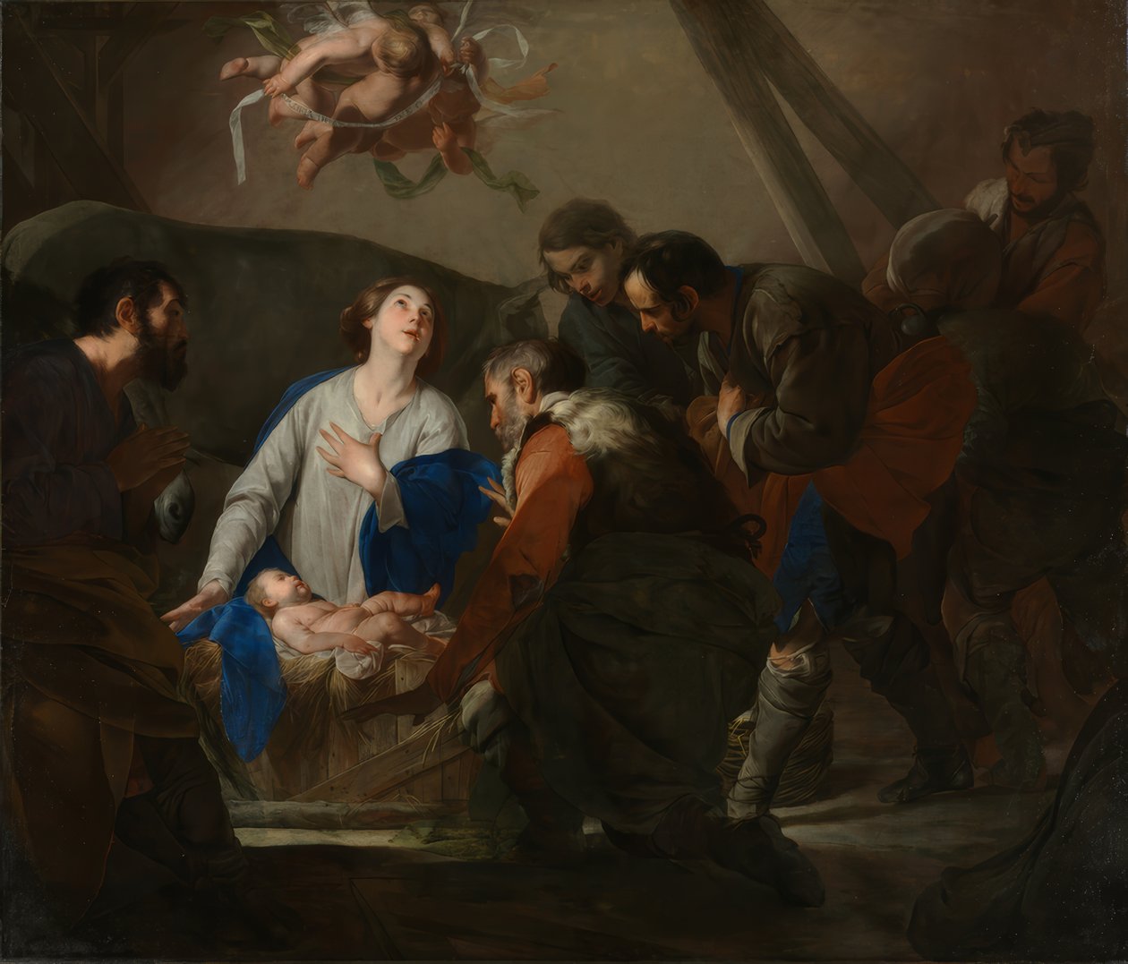 Bernardo Cavallino / A pásztorok imádása, 1650 körül. alkotó: Bernardo Cavallino