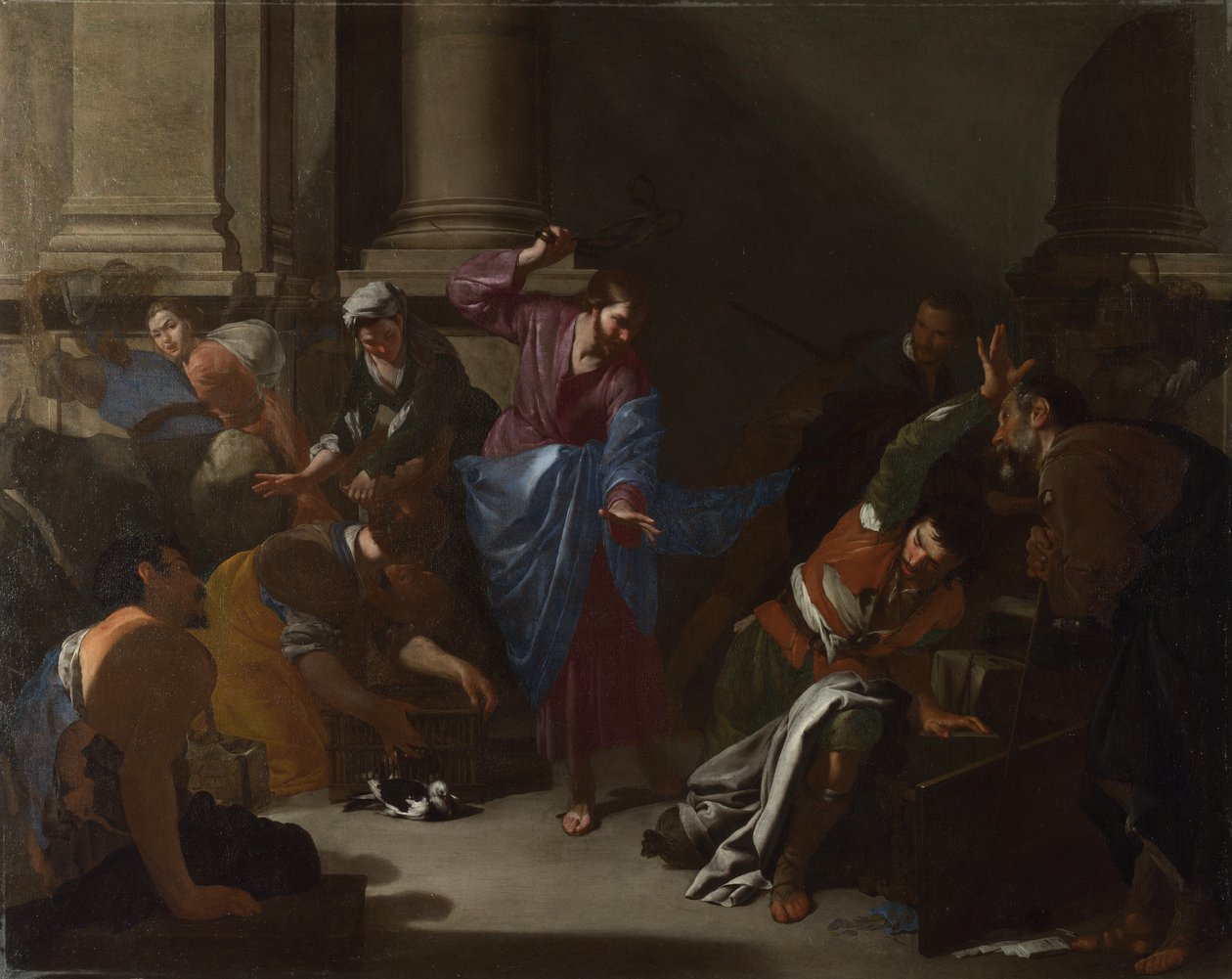 Krisztus kiűzi a kereskedőket a templomból, c. 1645 alkotó: Bernardo Cavallino