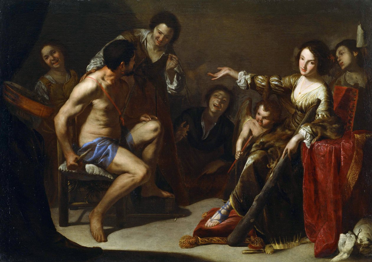 "Herkules és Omphale" Bernardo Cavallino (1616-1656) festménye 1640 vers Méret 127x180,3 cm Nemzeti Nyugati Művészeti Múzeum, Tokió alkotó: Bernardo Cavallino