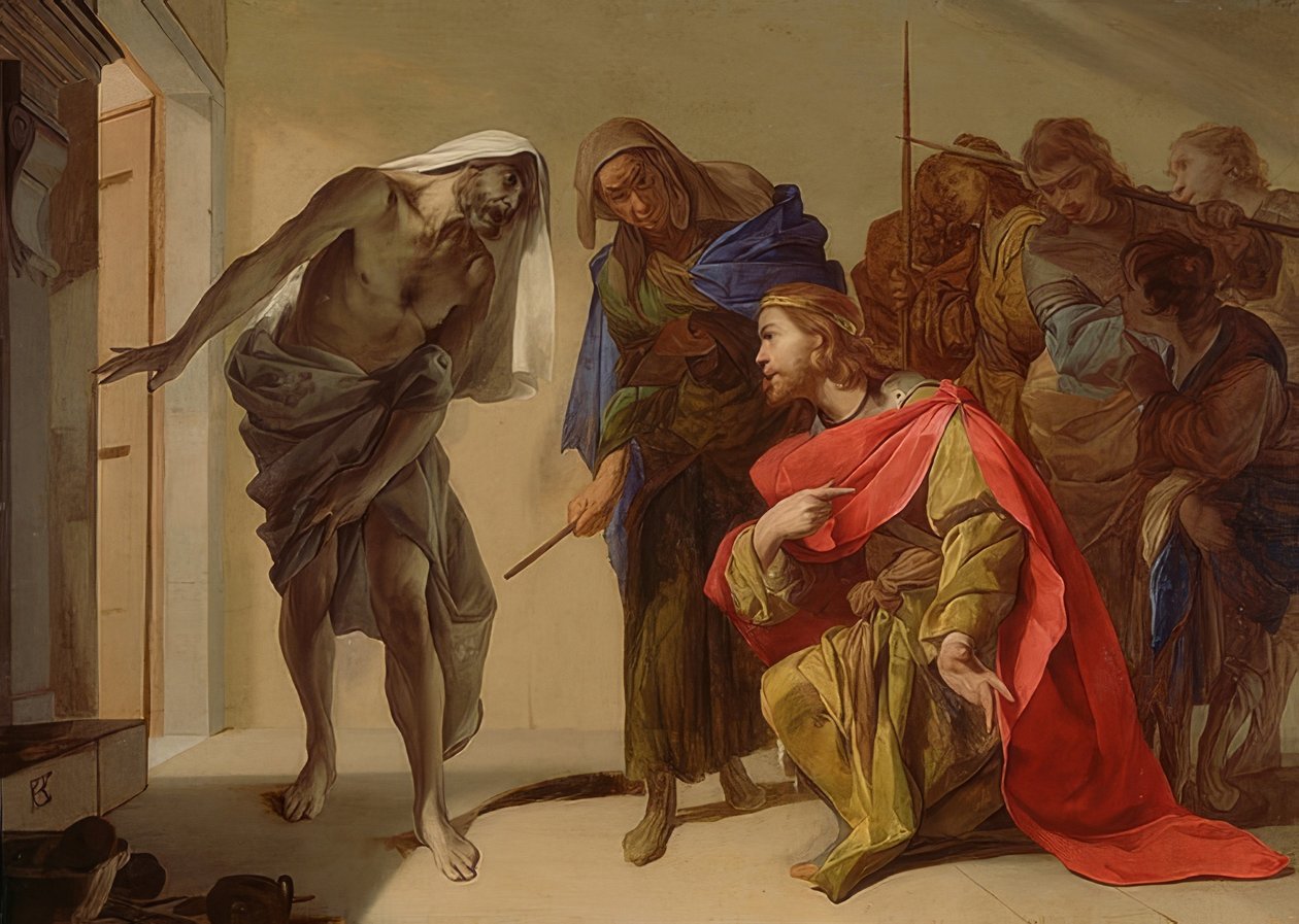 Saul és az endori boszorkány. 1650-56 körül alkotó: Bernardo Cavallino