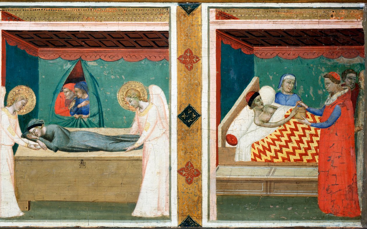A Szent Öv legendája (Santa Cintola poliptichon predelle) - olaj, fa alkotó: Bernardo Daddi
