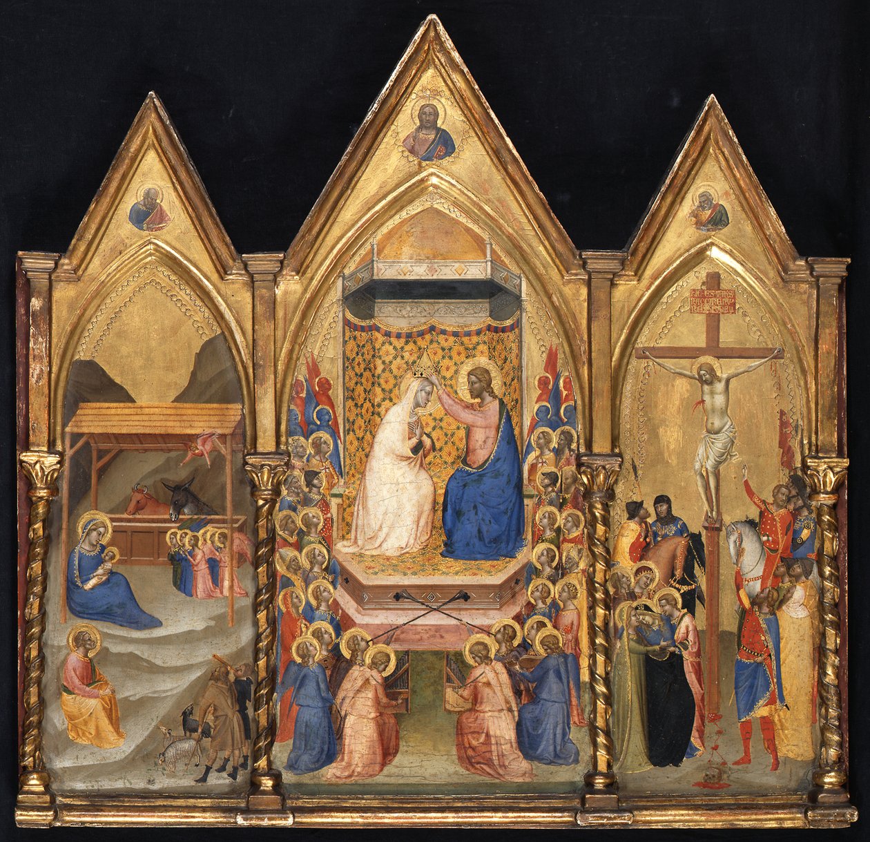 Triptychon (Geburt Christi; Marienkrönung; Kreuzigung) alkotó: Bernardo Daddi