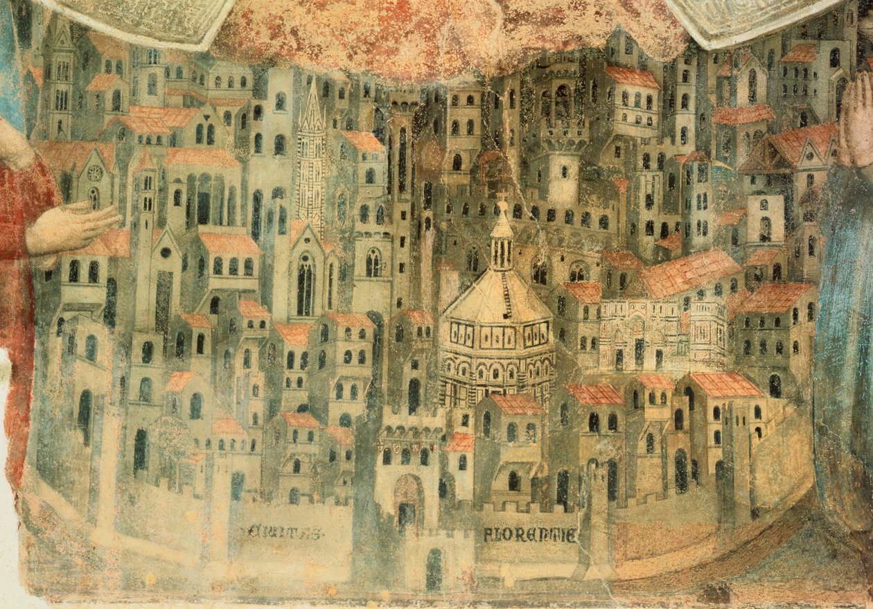 Firenze kilátása, részlet a "La Madonna della Misericordia"-ból alkotó: Bernardo Daddi