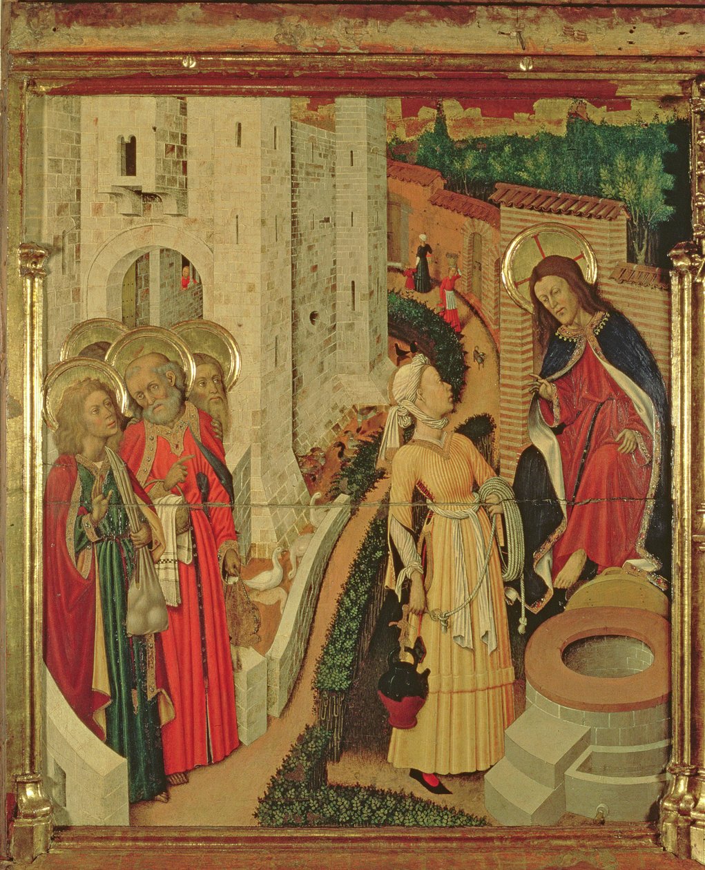 Jézus és a szamáriai nők, a színeváltozás oltárképéről, pradella panel alkotó: Bernardo Martorell