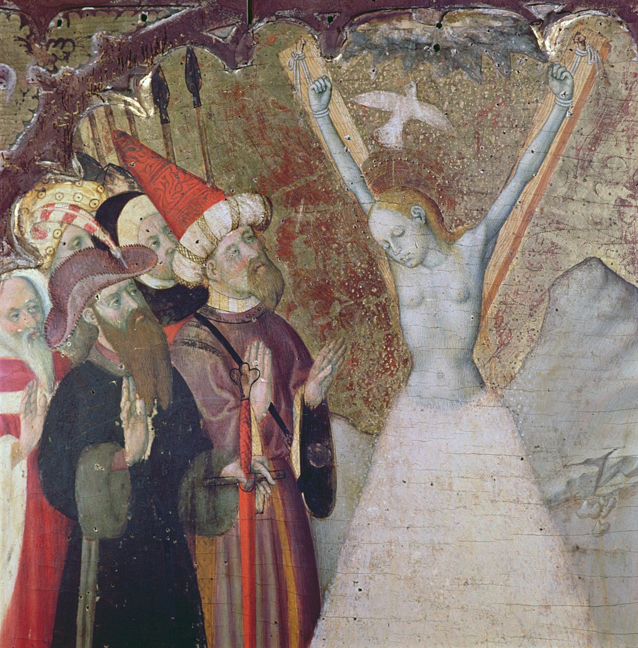 Szent Eulália mártíromsága (tempera és aranylevél a táblán) (részlet) alkotó: Bernardo Martorell