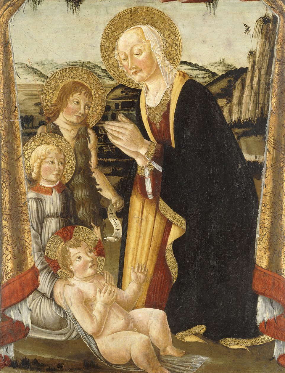 A Madonna és a Gyermek Keresztelő Szent János csecsemővel és egy angyallal alkotó: Bernardo Rosselli