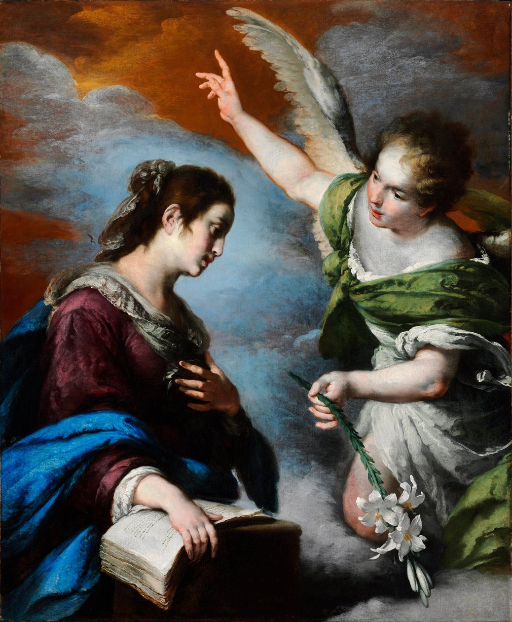 Az Angyali üdvözlet (The Annunciation) – Bernardo Strozzi (dit il Capucini Genovese) festménye (1581-1644), olaj, vászon alkotó: Bernardo Strozzi
