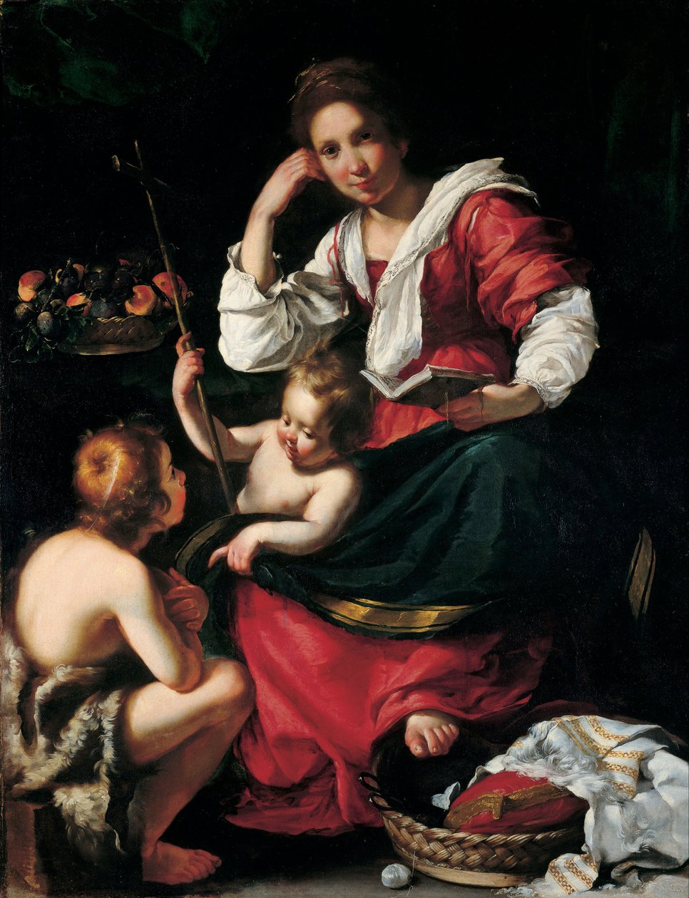Madonna és gyermeke a csecsemő Szent Jánossal alkotó: Bernardo Strozzi