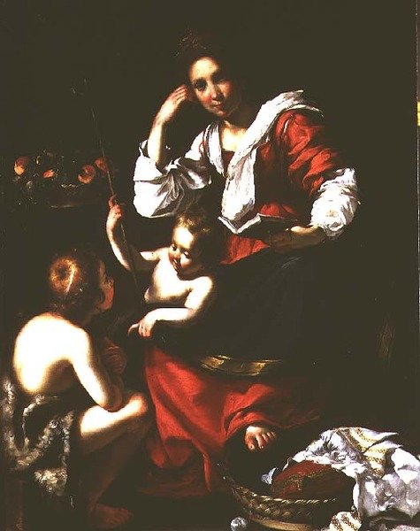 Madonna és gyermeke a Keresztelő Szent János csecsemővel alkotó: Bernardo Strozzi
