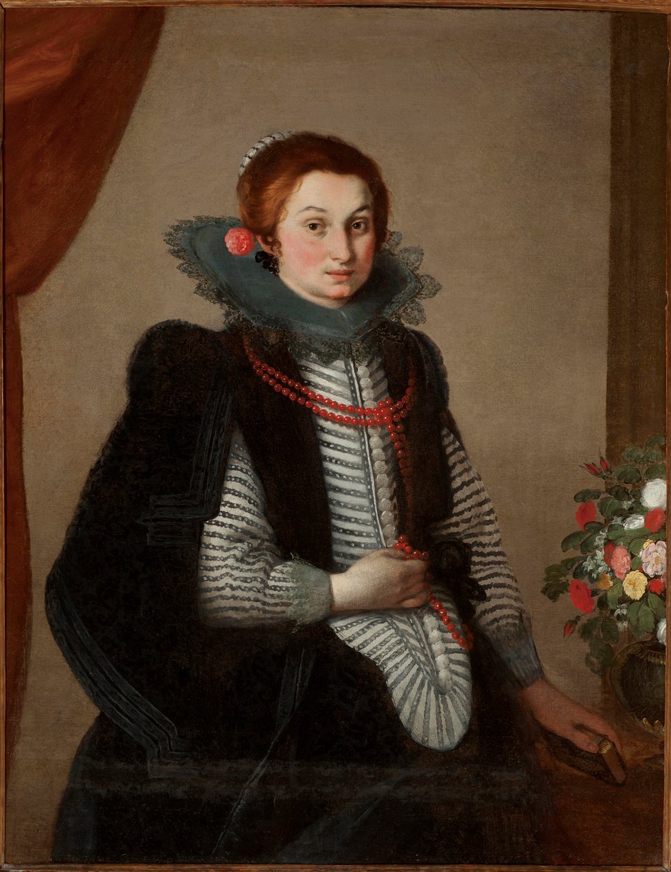 Fiatal hölgy portréja korall nyaklánccal (olaj, vászon) alkotó: Bernardo Strozzi