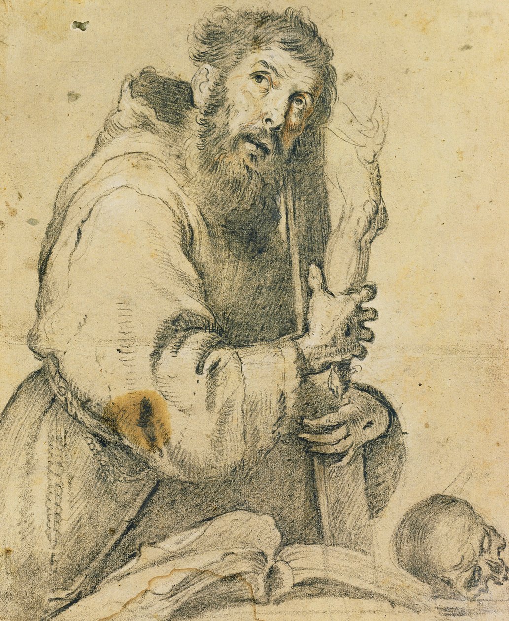 Szent Ferenc, kezében egy feszület; Szent Ferenc feszületet tart a karjában, alkotó: Bernardo Strozzi