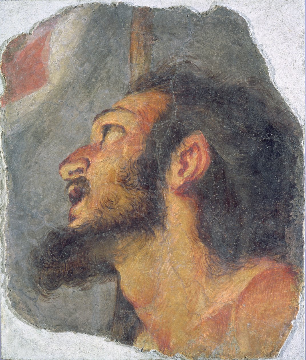 Keresztelő Szent János feje, freskótöredék alkotó: Bernardo Strozzi