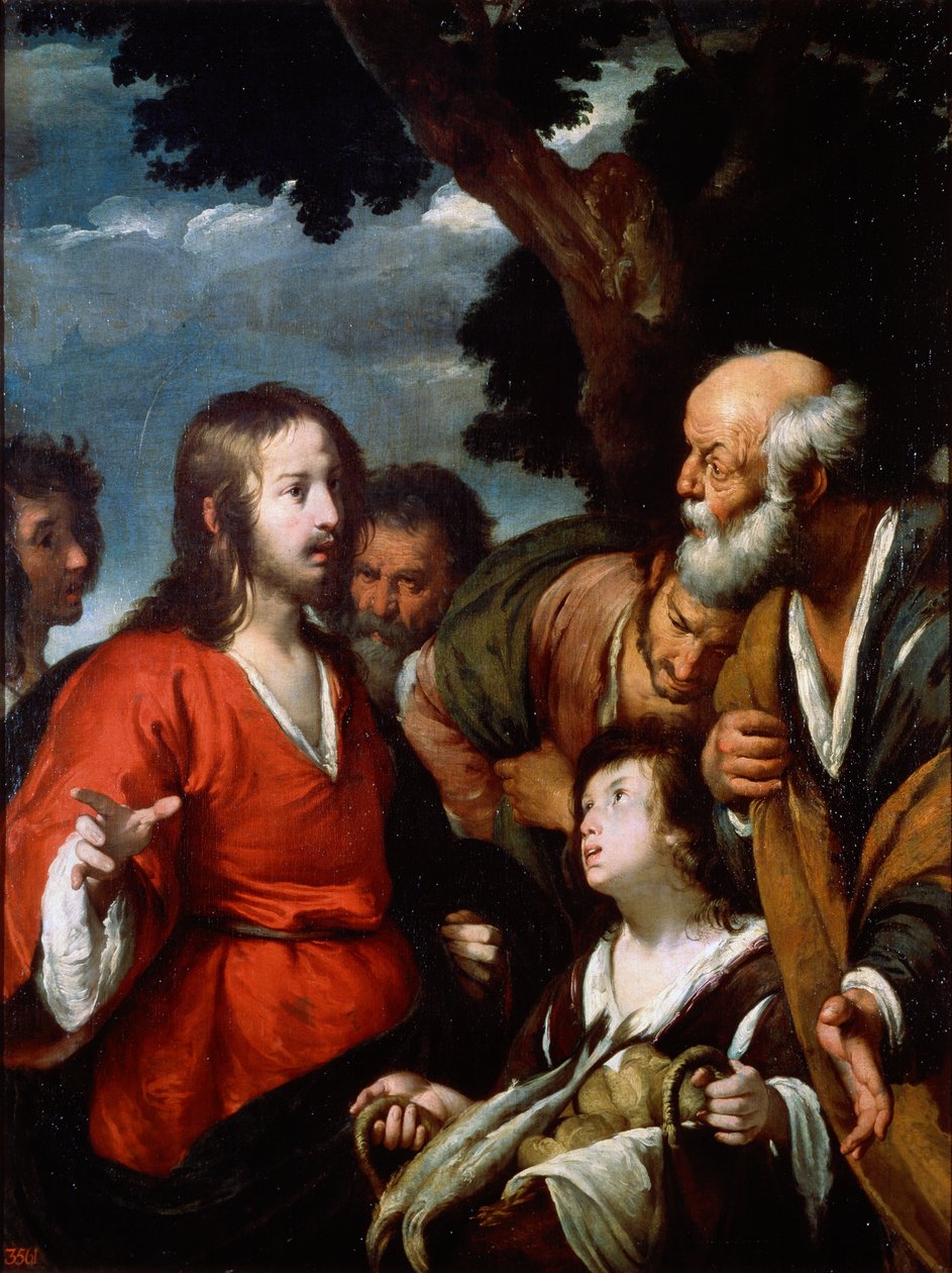 Az öt kenyér és két hal csodája, 1630 után. alkotó: Bernardo Strozzi