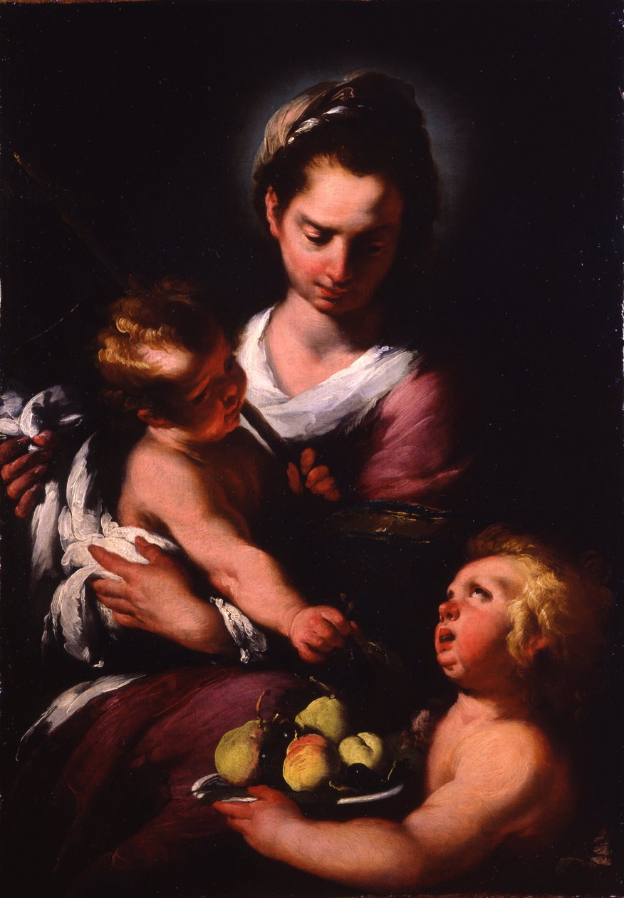 A Szűzanya és gyermeke a csecsemő Szent Jánossal alkotó: Bernardo Strozzi