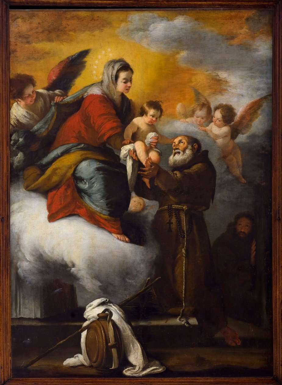 A Szűzanya odaadja a gyermek Jézust Cantalice Boldogasszonyának (olaj, vászon) alkotó: Bernardo Strozzi