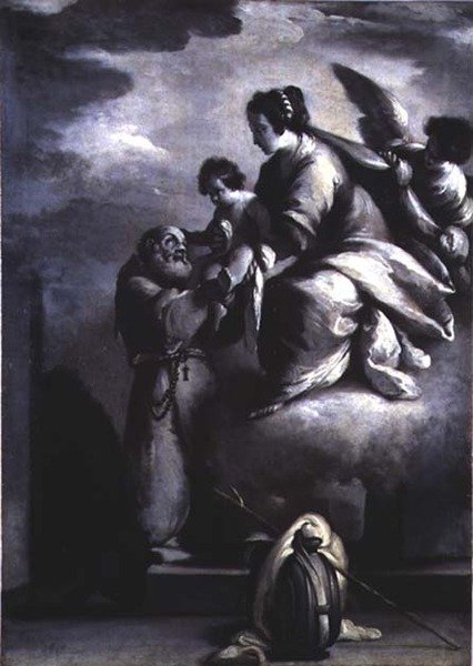 A Szűzanya átnyújtja a gyermek Krisztust Cantalice Boldog Félixnek alkotó: Bernardo Strozzi