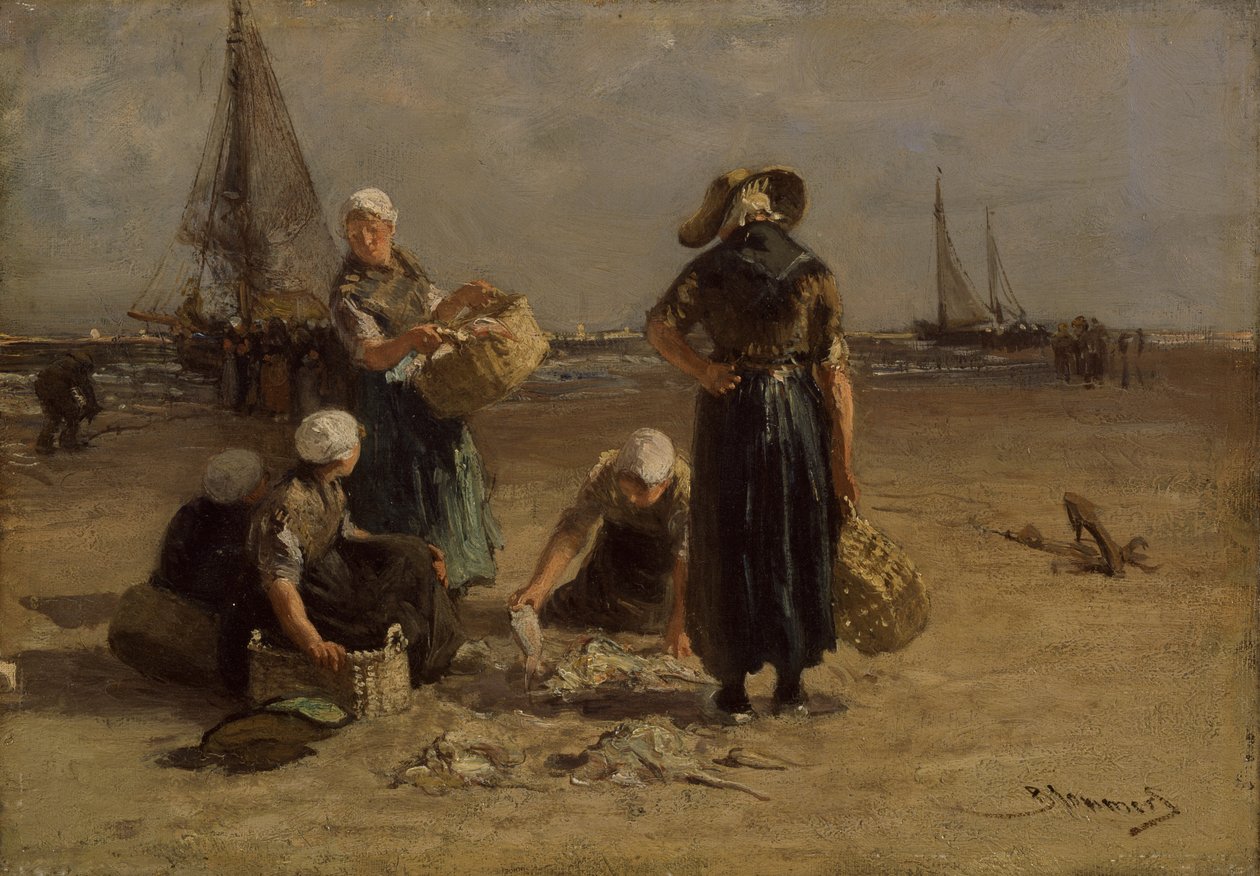 Fishwives on the Beach (olaj, vászon) alkotó: Bernardus Johannes Blommers or Bloomers