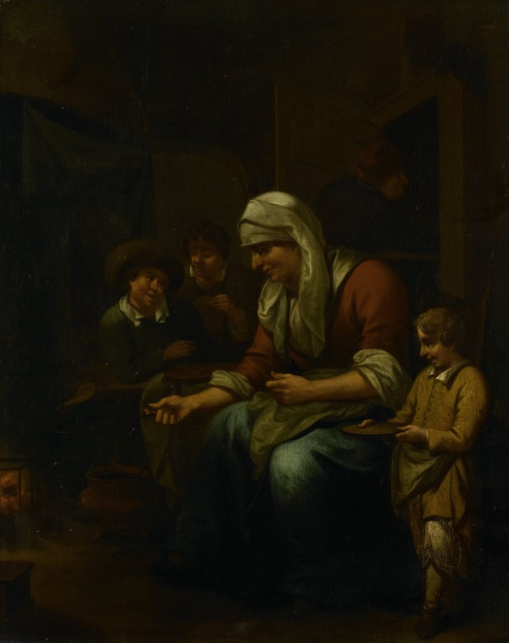Nő palacsintát készít alkotó: Bernardus van Schijndel
