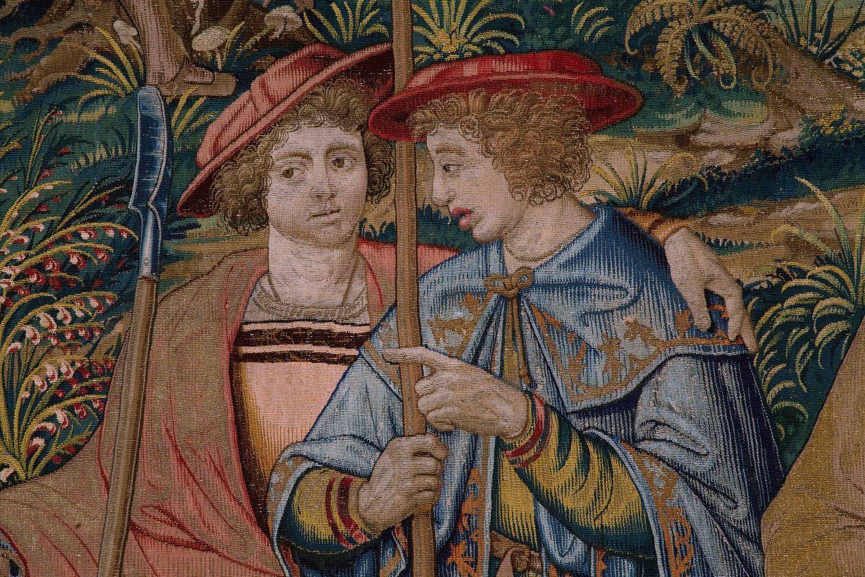 Flamand kárpit. Sorozat Róma alapítása: Faustulus találkozik Romulusszal és Remusszal. Barend van Orley karikaturista (?). brüsszeli gyártás. 1525-1530. Részlet. alkotó: Bernart van (attr. to) Orley