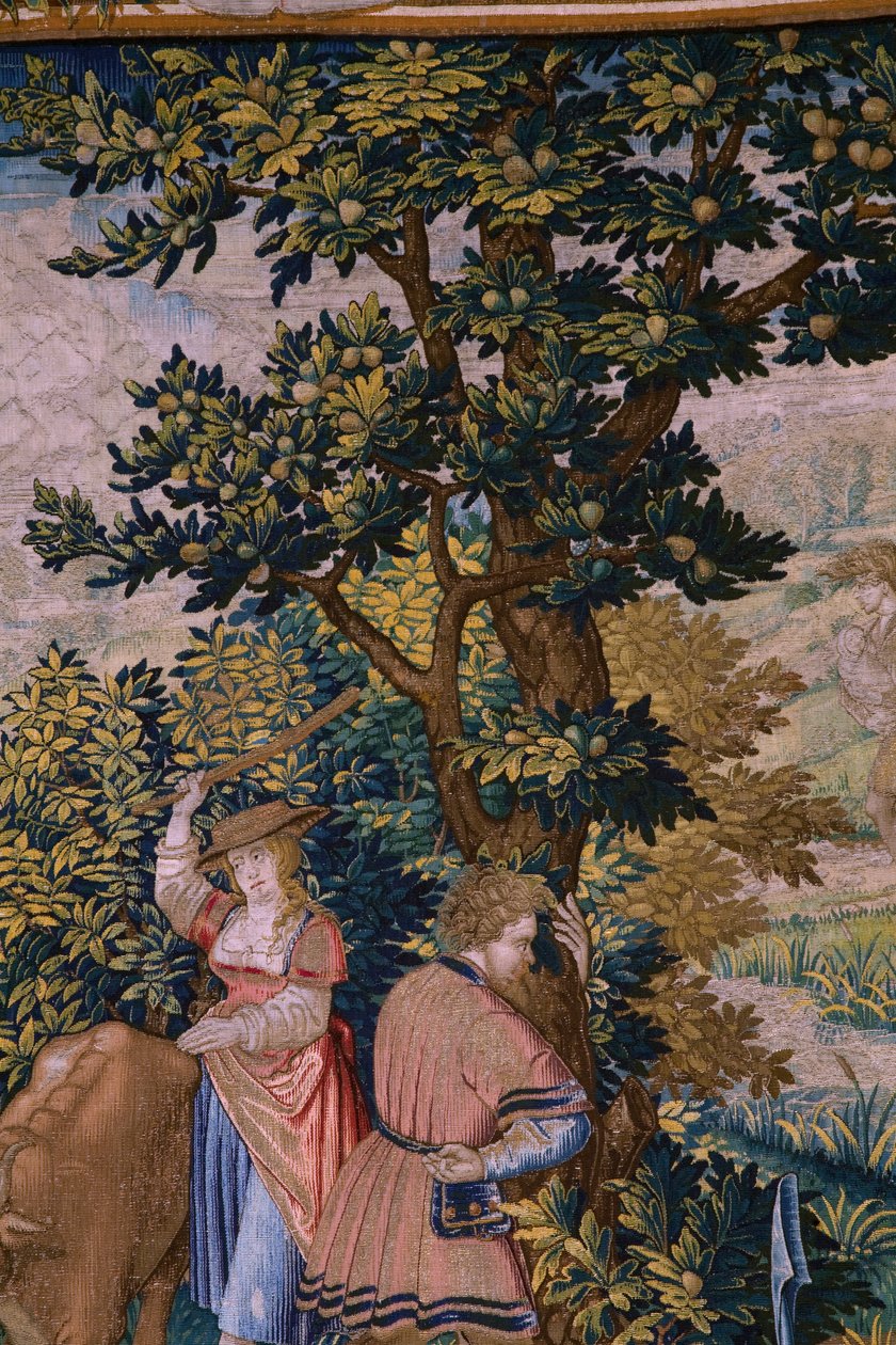 Flamand kárpit. Sorozat Róma alapítása: Faustulus találkozik Romulusszal és Remusszal. Barend van Orley karikaturista (?). brüsszeli gyártás. 1525-1530. Részlet. alkotó: Bernart van (attr. to) Orley