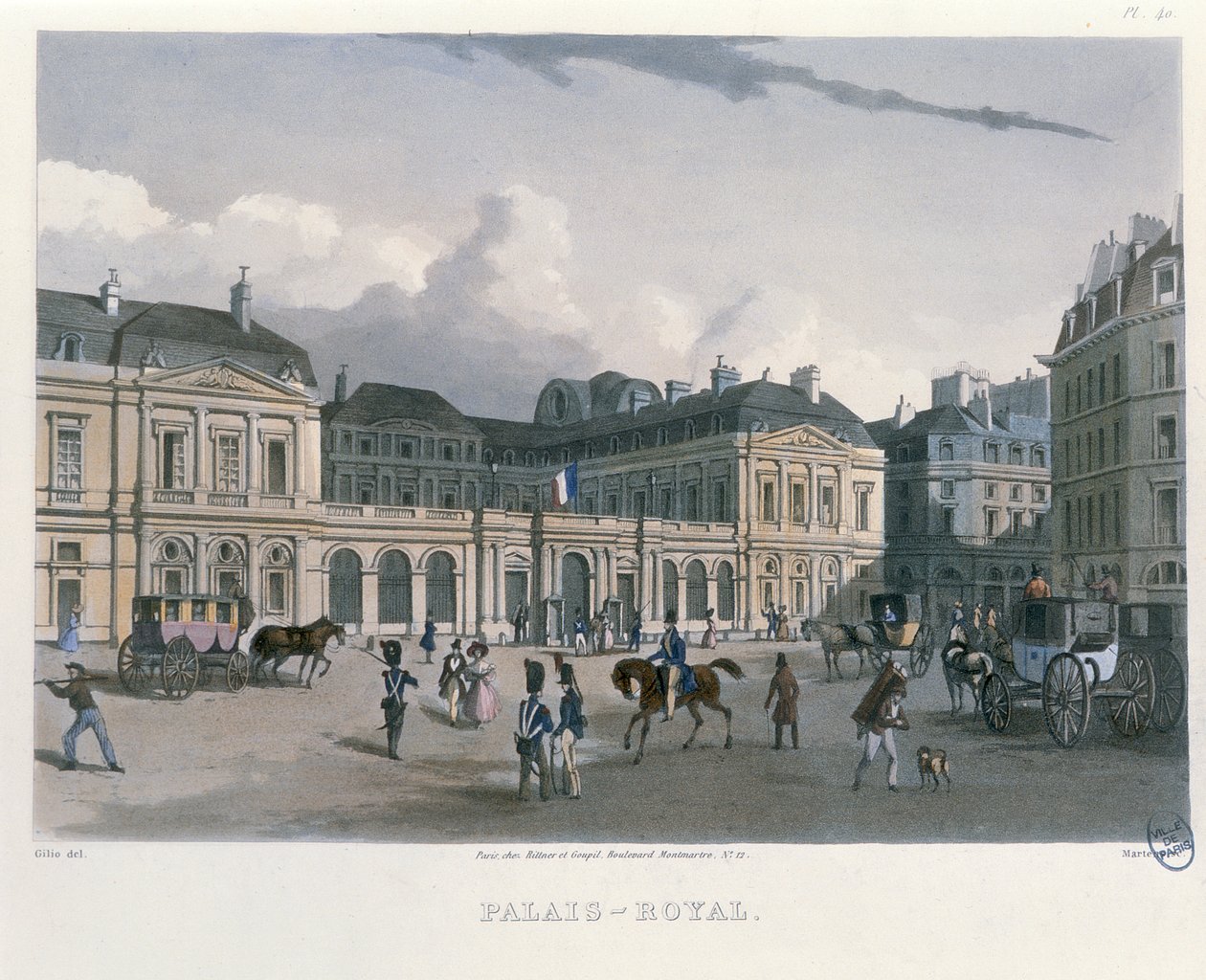 A Palais-Royal, Párizs, 1832 alkotó: Bernhard Schmidt