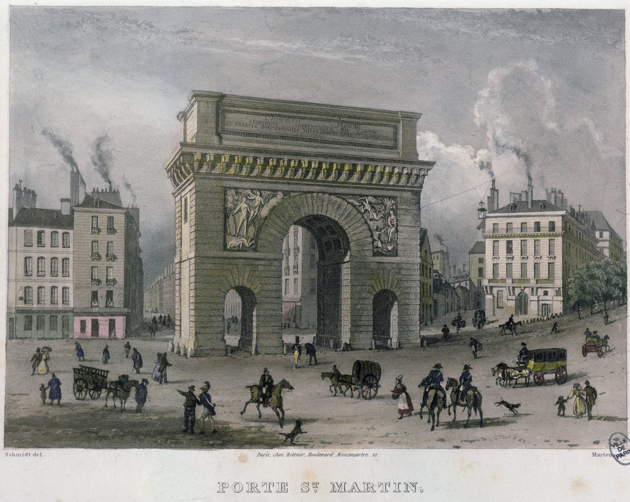 A Porte St. Martin, 1832 alkotó: Bernhard Schmidt