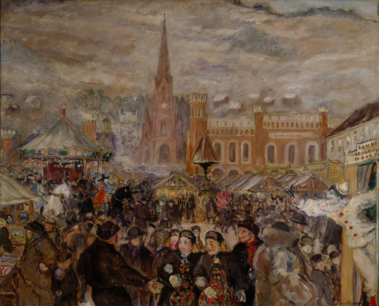 Drammen piac (olaj, vászon) alkotó: Bernhard Dorotheus Folkestad
