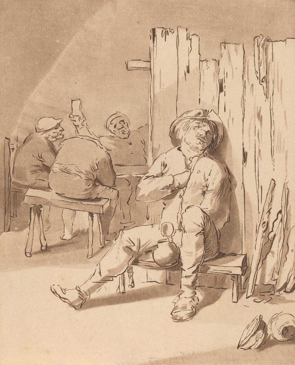 Részeg paraszt egy fogadóban, 1775. alkotó: Bernhard Schreuder