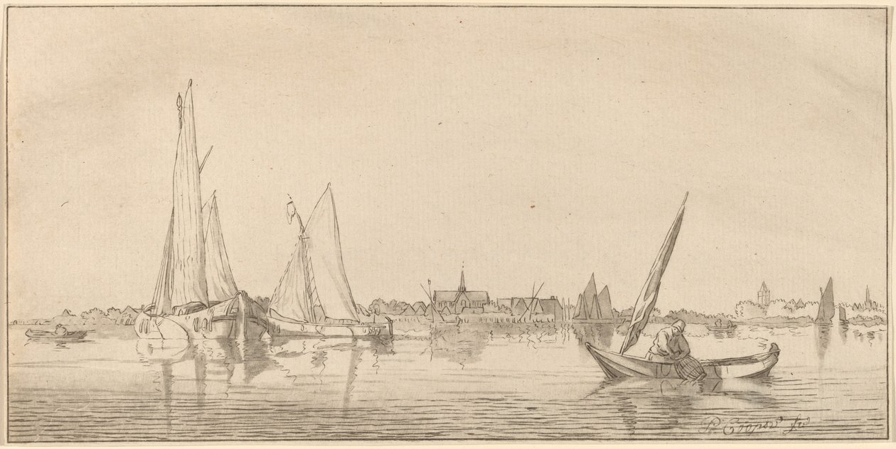 Folyó a várossal, 1775. alkotó: Bernhard Schreuder
