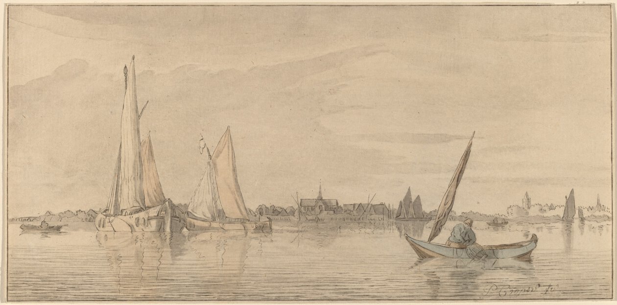 Folyó a várossal, 1775. alkotó: Bernhard Schreuder