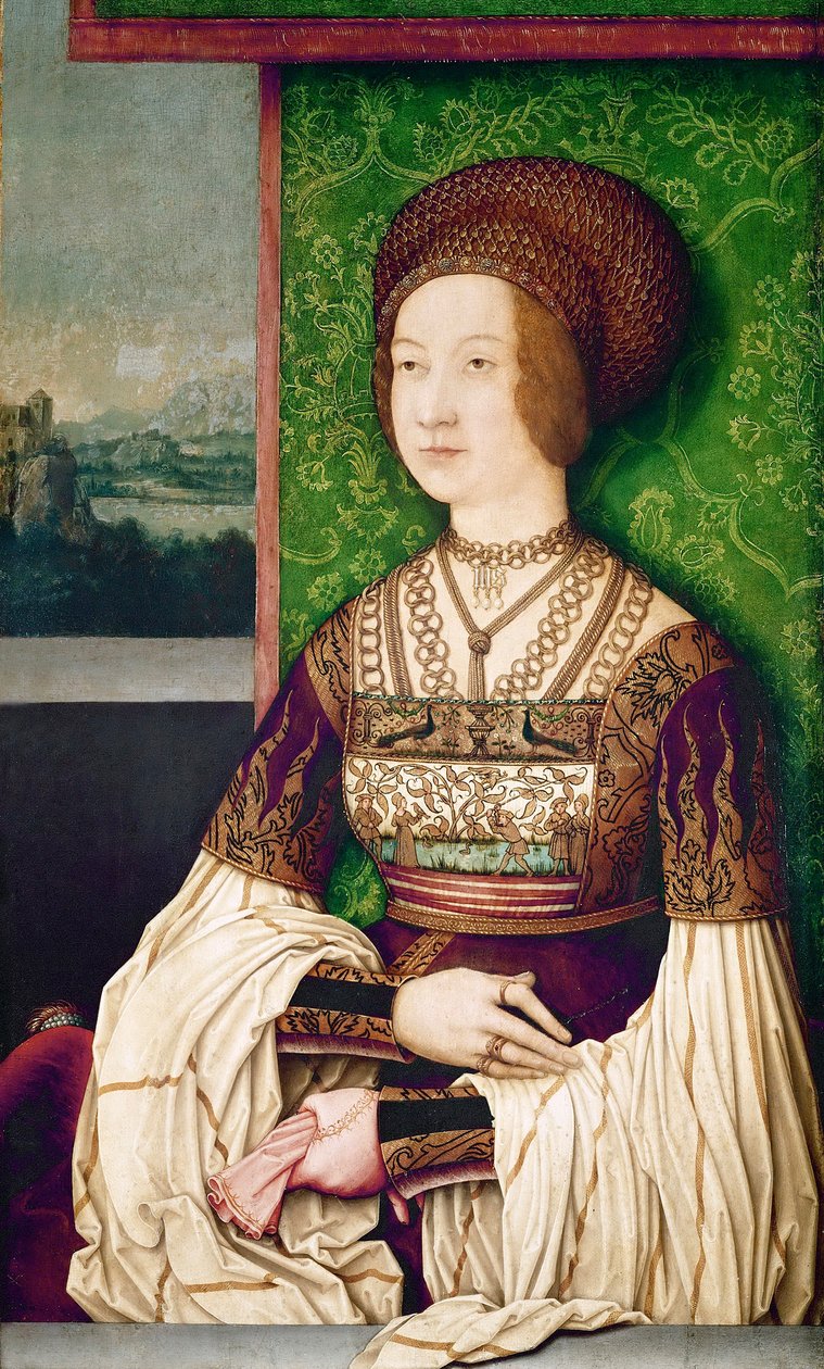 Maximilian I. császár családja: Bianca Maria (Blanche-Marie) Sforza császárné (1472-1510) portréja"" - Bianca Maria Sforza (1472-1510), I. Maximilianus, Szent-római császár második feleségének portréja, Strigel, Bernhard (kb. 1460-1528) (vagy l alkotó: Bernhard Strigel