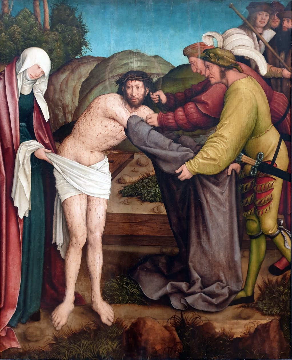 Német: Die Entkleidung Christi Krisztus álruhája alkotó: Bernhard Strigel
