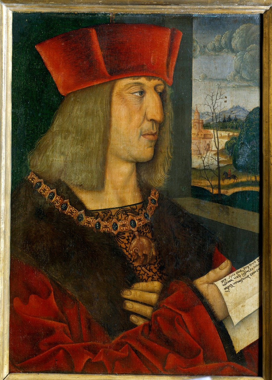 I. Maximilian császár (1459-1519) portréja Bernard Strigel (1460-1528) festménye XV. Mérete 0,38 x 0,28 m alkotó: Bernhard Strigel