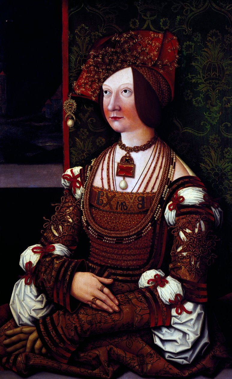 Bianca Maria Sforza császárnő portréja (festmény) alkotó: Bernhard Strigel
