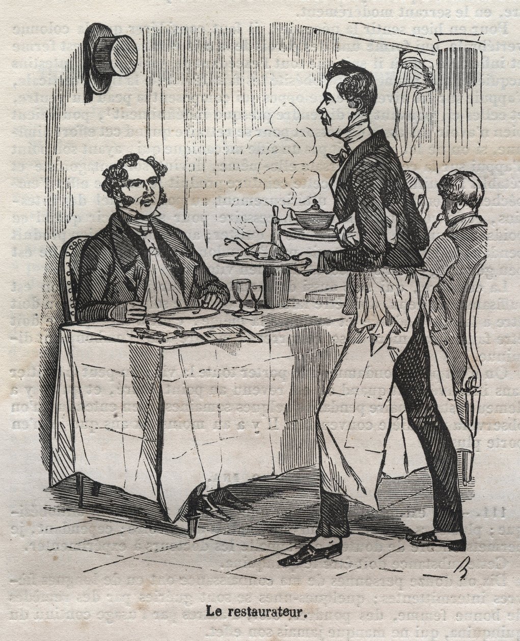 A restaurátor – metszet a „La Physiologie du gout”-ba, Jean Anthelme Brillat Savarin (Brillat-Savarin) alkotó: Bertall