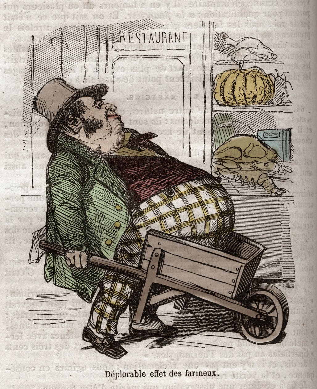 Obeite - Des Gourmands - siralmas hatás desfluoreux - metszet a „La Physiologie du gout”-ba, Jean Anthelme Brillat Savarin (Brillat-Savarin) alkotó: Bertall