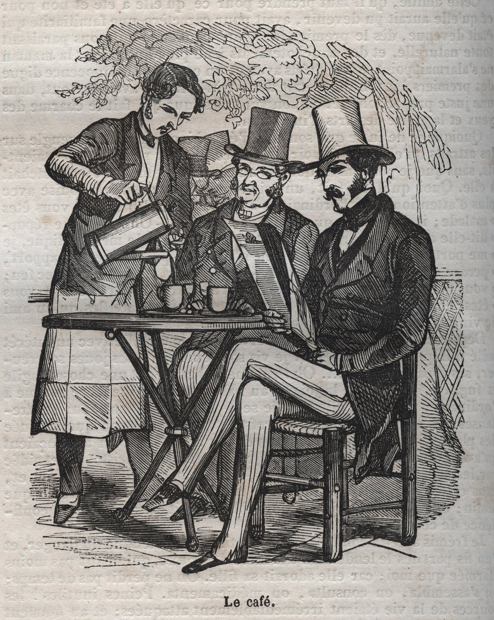 Le cafe – gravírozás a „La Physiologie du gout”-ba, Jean Anthelme Brillat Savarin alkotó: Bertall