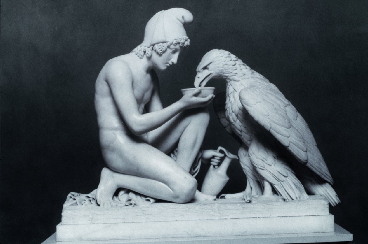Ganümédész a Jupiter sasával, 1817 (márvány) alkotó: Bertel Thorvaldsen